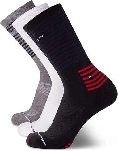 Tommy Hilfiger Men's Athletic Socks - Cushion Crew Socks (3 Pack), Size 7-12, White Assorted in Saudi Arabia