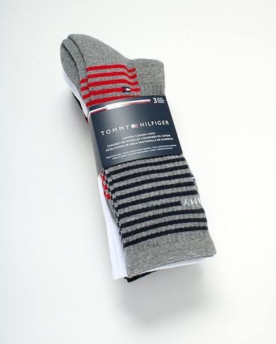 Tommy Hilfiger Men's Athletic Socks - Cushion Crew Socks (3 Pack), Size 7-12, White Assorted in Saudi Arabia