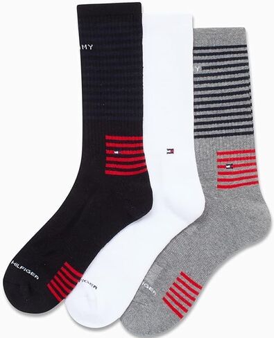 Tommy Hilfiger Men's Athletic Socks - Cushion Crew Socks (3 Pack), Size 7-12, White Assorted in Saudi Arabia