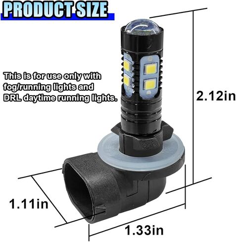 2PCS Bright 50W 881 LED Fog Light Bulbs, High-Power 6000K 881, 889, 862, 886, 894, 896, 898 LED DRL Daytime Running Lights, Xenon Cool White Headlight Bulbs Replacement for Car, Truck (White) in Saudi Arabia