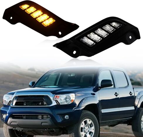 Switchback White/Amber Front Side Marker Headlight Daytime Running Lamp Sequential Flash Turn Signal Feature Compatible with Toyota Tacoma Truck 2016-2023 Replacement Bumper Accessories in Saudi Arabia