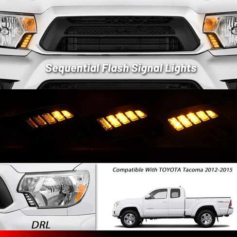 Switchback White/Amber Front Side Marker Headlight Daytime Running Lamp Sequential Flash Turn Signal Feature Compatible with Toyota Tacoma Truck 2016-2023 Replacement Bumper Accessories in Saudi Arabia