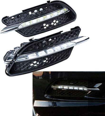Left + Right LED DRL Daytime Running Light Fog Lamp 6000K Xenon White Compatible with 2008-2011 Mercedes Benz W204 AMG Sport in Saudi Arabia