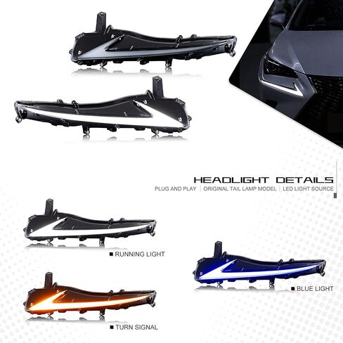 وقت البالغة LED LED DRL النهار تشغيل LIGHT FOR LEXUS IS250 IS350 IS200T IS300 ISF 2017 2018 2018 2020 Blue Start-Up Sequential Sequential Undercative Assembly Assembly (3274A) in Kuwait