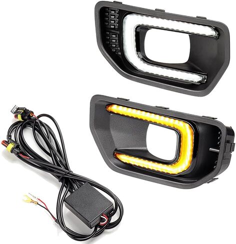 Compatible For Ford Ranger XLT SPORT Platinum 2022-2023 LED DRL Daytime Running Light Fog Light W/Turn Signal Sequential Lamp, Black/amber, A19209 in Saudi Arabia