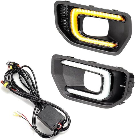 Compatible For Ford Ranger XLT SPORT Platinum 2022-2023 LED DRL Daytime Running Light Fog Light W/Turn Signal Sequential Lamp, Black/amber, A19209 in Saudi Arabia