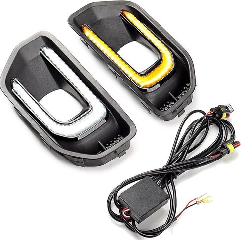 Compatible For Ford Ranger XLT SPORT Platinum 2022-2023 LED DRL Daytime Running Light Fog Light W/Turn Signal Sequential Lamp, Black/amber, A19209 in Saudi Arabia