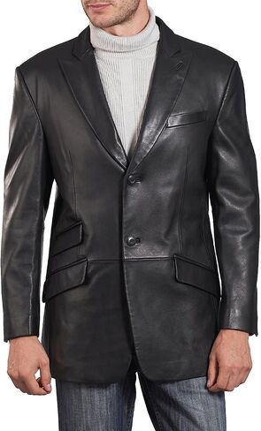 BGSD Men Noah 2-Button Lambskin Leather Blazer Sport Coat Jacket (Also available in Big and Tall and Short) in Saudi Arabia