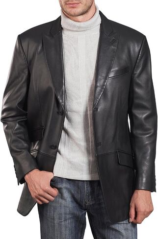 BGSD Men Noah 2-Button Lambskin Leather Blazer Sport Coat Jacket (Also available in Big and Tall and Short) in Saudi Arabia