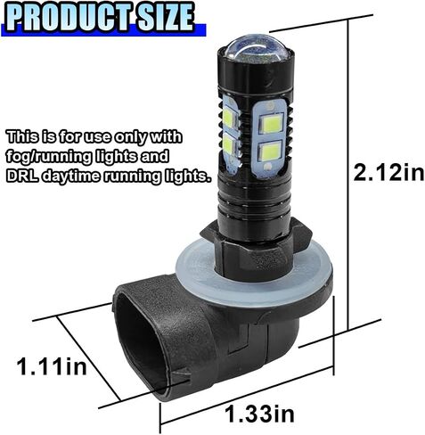 2PCS Bright 50W 881 LED Fog Light Bulbs, High-Power 6000K 881, 889, 862, 886, 894, 896, 898 LED DRL Daytime Running Lights, Xenon Cool White Headlight Bulbs Replacement for Car, Truck (White) in Kuwait