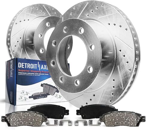 Detroit Axle-مجموعة الفرامل الخلفية لـ 99-04 Ford F-250 F-350 Super Duty رحلة 1999 2000 2001 2002 2003 2004 بديل حفر ودوارات فرامل محفورة ومنصات فرامل سيراميك 8 العروات in Kuwait