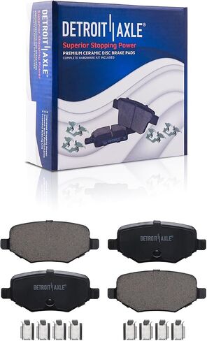 Detroit Axle - مجموعة الفرامل لـ Ford Explorer Flex Taurus Lincoln MKS MKT MKT ودوارات الفرامل ومنصات الفرامل السيراميك بديلة: 12.80 بوصة أمامية و 12.99 بوصة الدوارات الخلفية in Kuwait