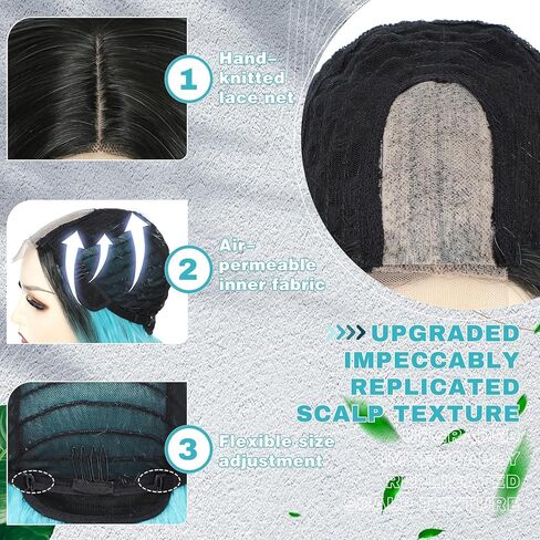 Cosplay Long Ombre Teal Wig 26 Inch Middle Part Synthetic Wig Realistic Gifts Party Wigs for Women Daily Use Colorful Wigs (Ombre Teal) in Saudi Arabia