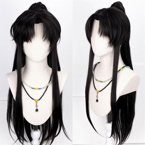 Long Straight Wig Chinese Ancient Style Wig Hanfu Wig Layered Wig with Bangs Cosplay Costume Wig Heat Resistant Synthetic Hair Wigs (Black) in Kuwait