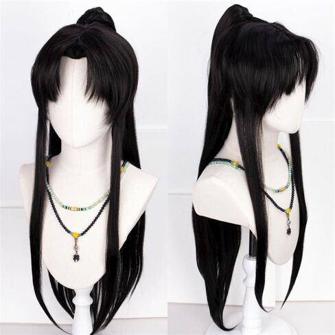 Long Straight Wig Chinese Ancient Style Wig Hanfu Wig Layered Wig with Bangs Cosplay Costume Wig Heat Resistant Synthetic Hair Wigs (Black) in Kuwait