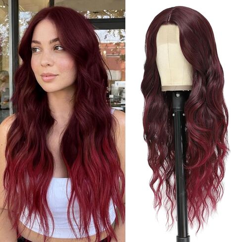 Cosplay Long Ombre Teal Wig 26 Inch Middle Part Synthetic Wig Realistic Gifts Party Wigs for Women Daily Use Colorful Wigs (Ombre Teal) in Saudi Arabia