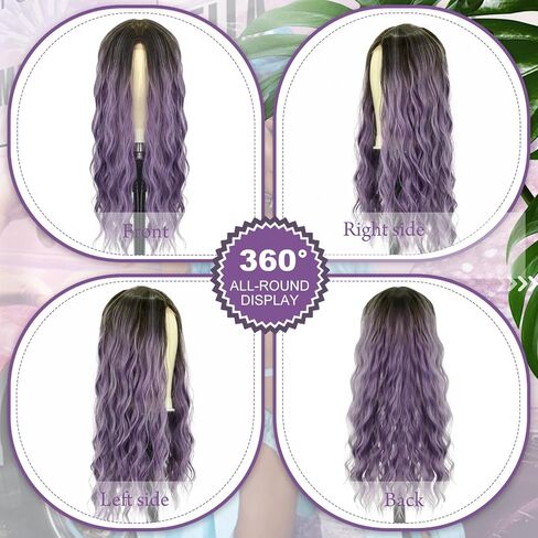 Cosplay Long Ombre Teal Wig 26 Inch Middle Part Synthetic Wig Realistic Gifts Party Wigs for Women Daily Use Colorful Wigs (Ombre Teal) in Saudi Arabia