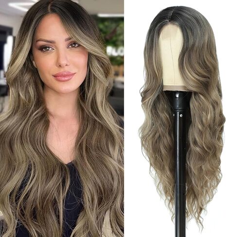 Cosplay Long Ombre teal wig 26 inch part middle part partnet homes homes party party for women use daily colonful egs (Ombre teal) in Saudi Arabia