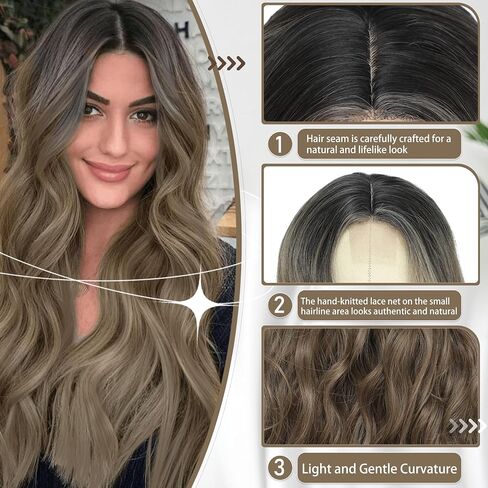 Cosplay Long Ombre teal wig 26 inch part middle part partnet homes homes party party for women use daily colonful egs (Ombre teal) in Saudi Arabia