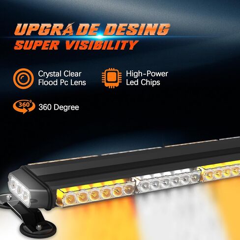 78 LED سقف أعلى قضبان الضوء القوية ، 38 بوصة العنبر أبيض تحذير الطوارئ ضوء القوية مع قاعدة مغناطيسية لشاحنات البناء شاحنات بيك آب in Kuwait