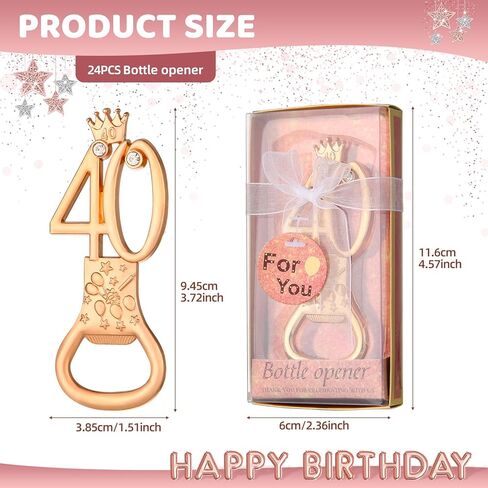 24 boxes of rose gold themed 35th birthday bottle openers, suitable for 35th anniversary wedding party gifts, 35th birthday party souvenirs or party decorations (35th year old) in Kuwait