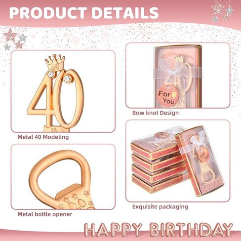 24 boxes of rose gold themed 35th birthday bottle openers, suitable for 35th anniversary wedding party gifts, 35th birthday party souvenirs or party decorations (35th year old) in Kuwait