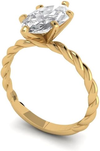 Clara Pucci 2 ct Moissanite Engagement Ring - Marquise Cut Solitaire with Simulated Diamond Accents in Solid 18K Yellow Gold - Promise Ring for Women - Bridal Gift (Size) in Saudi Arabia