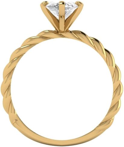 Clara Pucci 2 ct Moissanite Engagement Ring - Marquise Cut Solitaire with Simulated Diamond Accents in Solid 18K Yellow Gold - Promise Ring for Women - Bridal Gift (Size) in Saudi Arabia