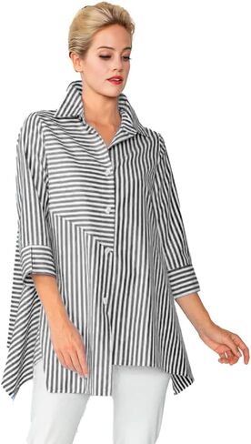 IC Collection Mixed Direction Cruisework Asymmetric Shirt - 4691B in Saudi Arabia