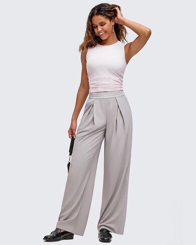 G4Free Lightweight Wide Leg Pants Women Trendy Flowy High Waisted Front Pleat Travel Pant Casual Lounge Trousers in Saudi Arabia
