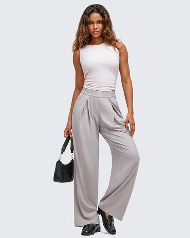 G4Free Lightweight Wide Leg Pants Women Trendy Flowy High Waisted Front Pleat Travel Pant Casual Lounge Trousers in Saudi Arabia