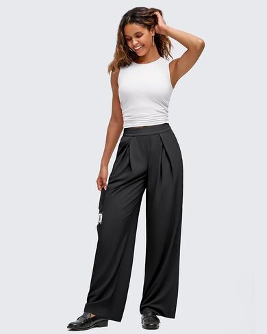G4Free Lightweight Wide Leg Pants Women Trendy Flowy High Waisted Front Pleat Travel Pant Casual Lounge Trousers in Saudi Arabia