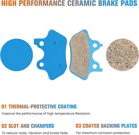 Youxmoto Ceramic Brake Pads Fit for Harley 2000-2007 Night Train/Electra Glide/for Road King/Softail Deuce/Super Wide Low Glide/for Sportster 883, 2 Front+1 Rear Copper Brake Pads in Saudi Arabia