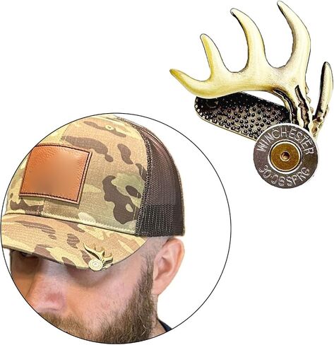 Hat Clip, Durable Cap Clip Brass Brim Clips Deer Antler Shaped Hat Clip for Hunting Enthusiasts Multi Functional Hat Accessory in Saudi Arabia