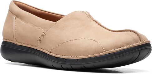 حذاء نسائي من Clarks Un Loop Stride سهل الارتداء من الجلد الأسود مقاس 10 عرض in Saudi Arabia