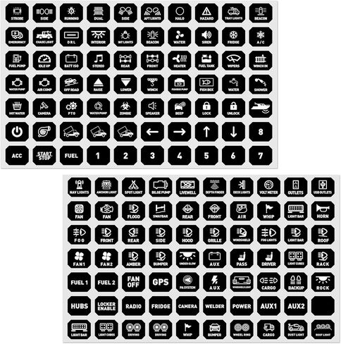 MICTUNING 140PCS Switch Panel Stickers for P1s P1x P1B 6/8//12 Gang Switch Panel, Rocker Toggle Switch Label Stickers Suitable for Boat Marine Yacht in Kuwait