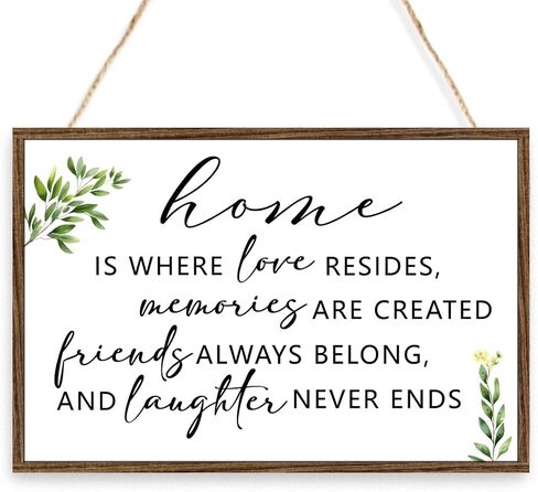 Home is Where Love Resides Sign Wood Plaque Wall Decor,Rustic Family Wooden Hanging Sign Wall Pediments for Home House Front Door Wall Decor in Kuwait