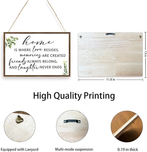 Home is Where Love Resides Sign Wood Plaque Wall Decor,Rustic Family Wooden Hanging Sign Wall Pediments for Home House Front Door Wall Decor in Kuwait