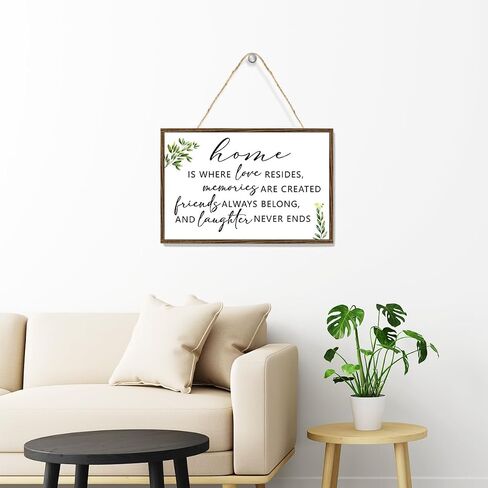 Home is Where Love Resides Sign Wood Plaque Wall Decor,Rustic Family Wooden Hanging Sign Wall Pediments for Home House Front Door Wall Decor in Kuwait
