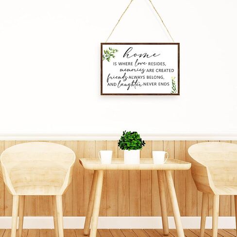 Home is Where Love Resides Sign Wood Plaque Wall Decor,Rustic Family Wooden Hanging Sign Wall Pediments for Home House Front Door Wall Decor in Kuwait