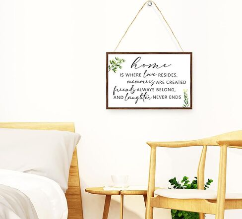 Home is Where Love Resides Sign Wood Plaque Wall Decor,Rustic Family Wooden Hanging Sign Wall Pediments for Home House Front Door Wall Decor in Kuwait