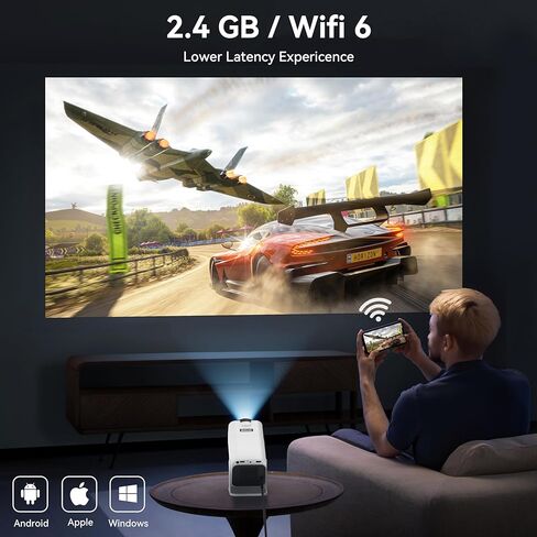 جهاز عرض صغير مع واي فاي وبلوتوث، جهاز عرض ذكي 1080 بكسل مع Keystone 4K تلقائي يدعم 10000 لومن، جهاز عرض أفلام يدور 180 درجة in Kuwait