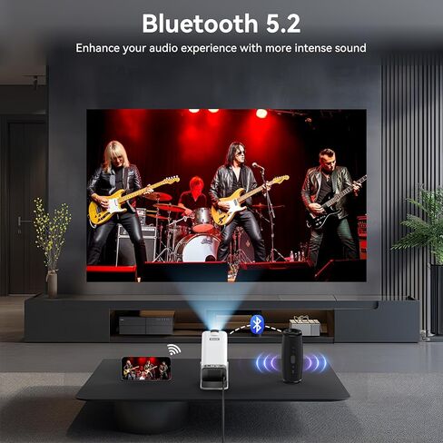 جهاز عرض صغير مع واي فاي وبلوتوث، جهاز عرض ذكي 1080 بكسل مع Keystone 4K تلقائي يدعم 10000 لومن، جهاز عرض أفلام يدور 180 درجة in Kuwait