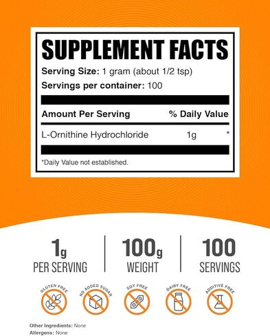 plksupplements.com L- ORNITHINE HCL Powder - ملحق Ornithine ، مكملات الأحماض الأمينية - خالية من الغلوتين ، 1G لكل وجبة ، 250 جرام (8.8 أوقية) (حزمة 1) in Saudi Arabia