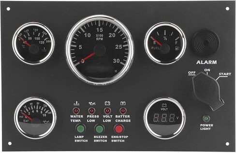 Keenso IndustrialGrade 24V Gauge Cluster Oil Pressure Level Water Temperature Meter for Engine Speed Yacht Voltmeter, Stainless Steel 52mm 82mm 8 Color Backlight LCD Display in Saudi Arabia