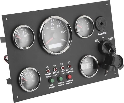 Keenso IndustrialGrade 24V Gauge Cluster Oil Pressure Level Water Temperature Meter for Engine Speed Yacht Voltmeter, Stainless Steel 52mm 82mm 8 Color Backlight LCD Display in Saudi Arabia