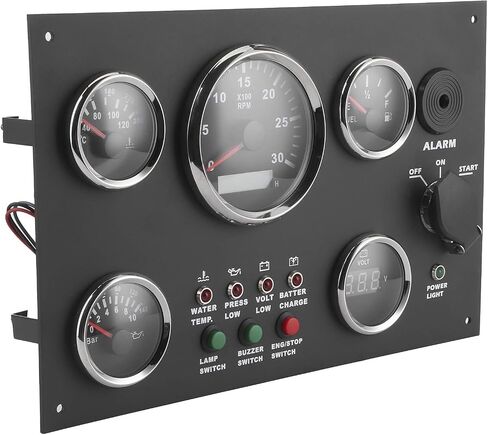 Keenso IndustrialGrade 24V Gauge Cluster Oil Pressure Level Water Temperature Meter for Engine Speed Yacht Voltmeter, Stainless Steel 52mm 82mm 8 Color Backlight LCD Display in Saudi Arabia