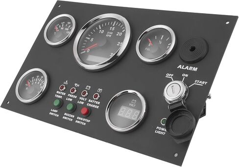 Keenso IndustrialGrade 24V Gauge Cluster Oil Pressure Level Water Temperature Meter for Engine Speed Yacht Voltmeter, Stainless Steel 52mm 82mm 8 Color Backlight LCD Display in Saudi Arabia