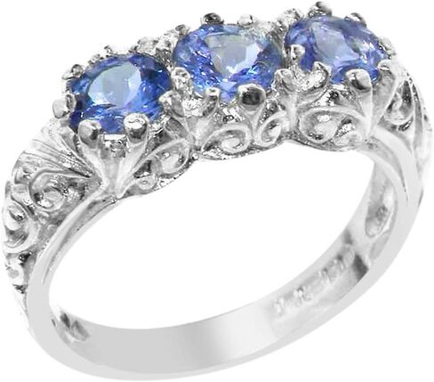 925 sterling Silver حقيقية حقيقية تانزانيت نساء خاتم الفرقة in Kuwait