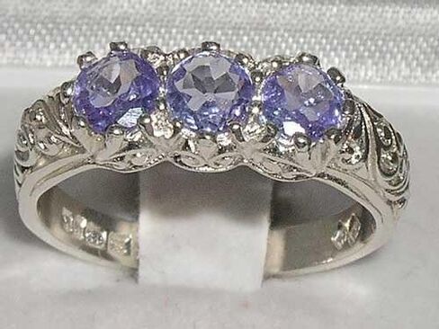 925 sterling Silver حقيقية حقيقية تانزانيت نساء خاتم الفرقة in Kuwait